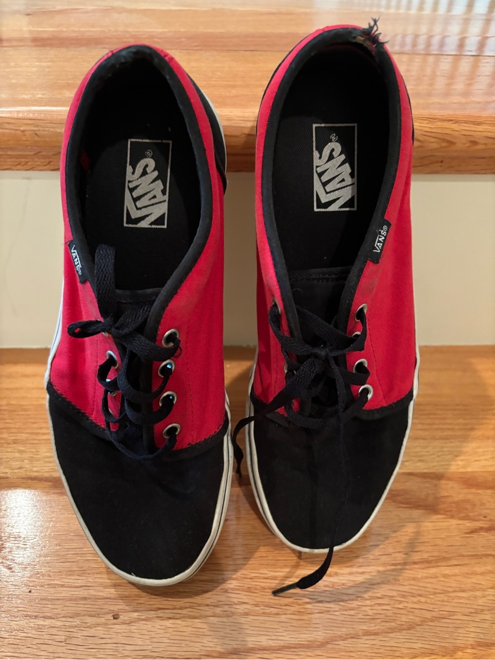 Red/Black Authentic Vans sz 10 - Picture 3 of 5